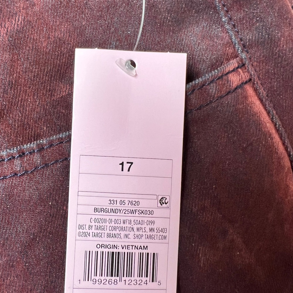 Wild Fable Womens Burgundy Flocked Denim Mini Skirt Size 17 Y2K - Picture 6 of 6
